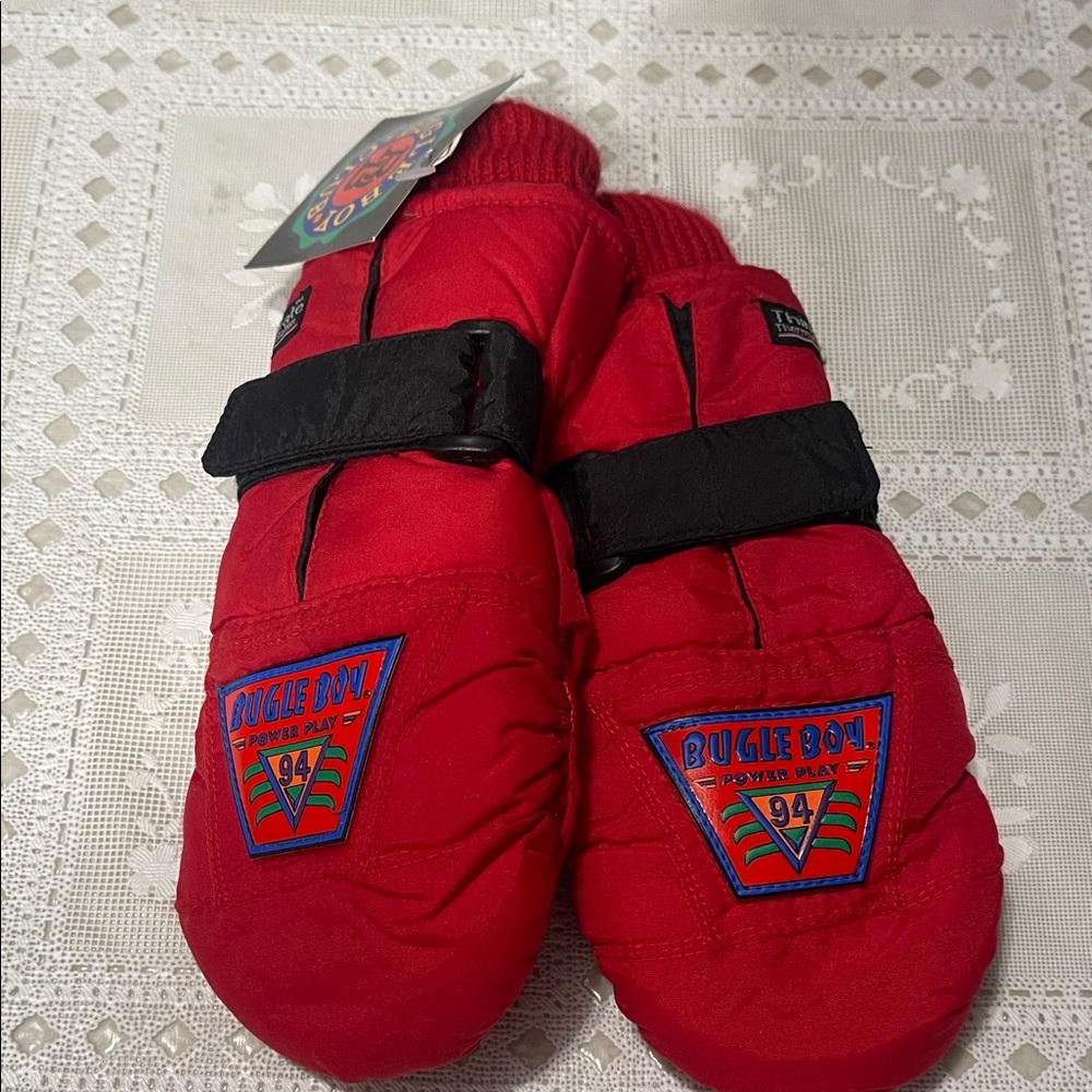 Bugle Boy Red Thermal insulated Kids Mittens Gloves Size 4-7